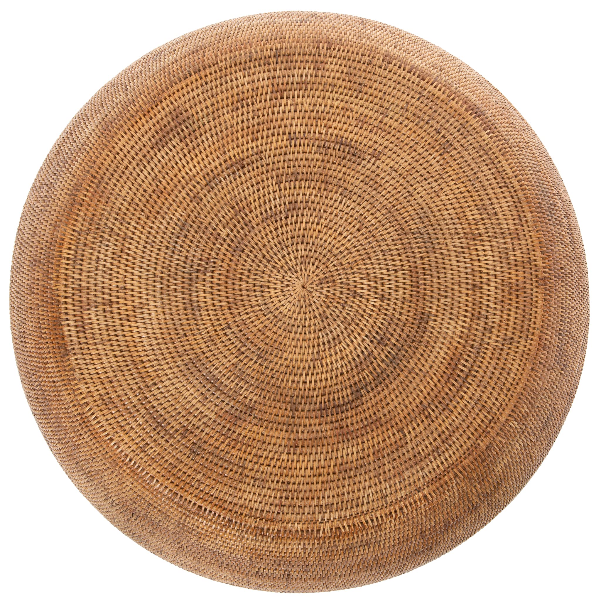 KOUBOO La Jolla Round Rattan Coffee Table - Mid Century Modern Drum End Side Table for Living Room, Honey Brown Wicker Accent Furniture - Perfect for Boho Chic Decor & Cozy Home Interior