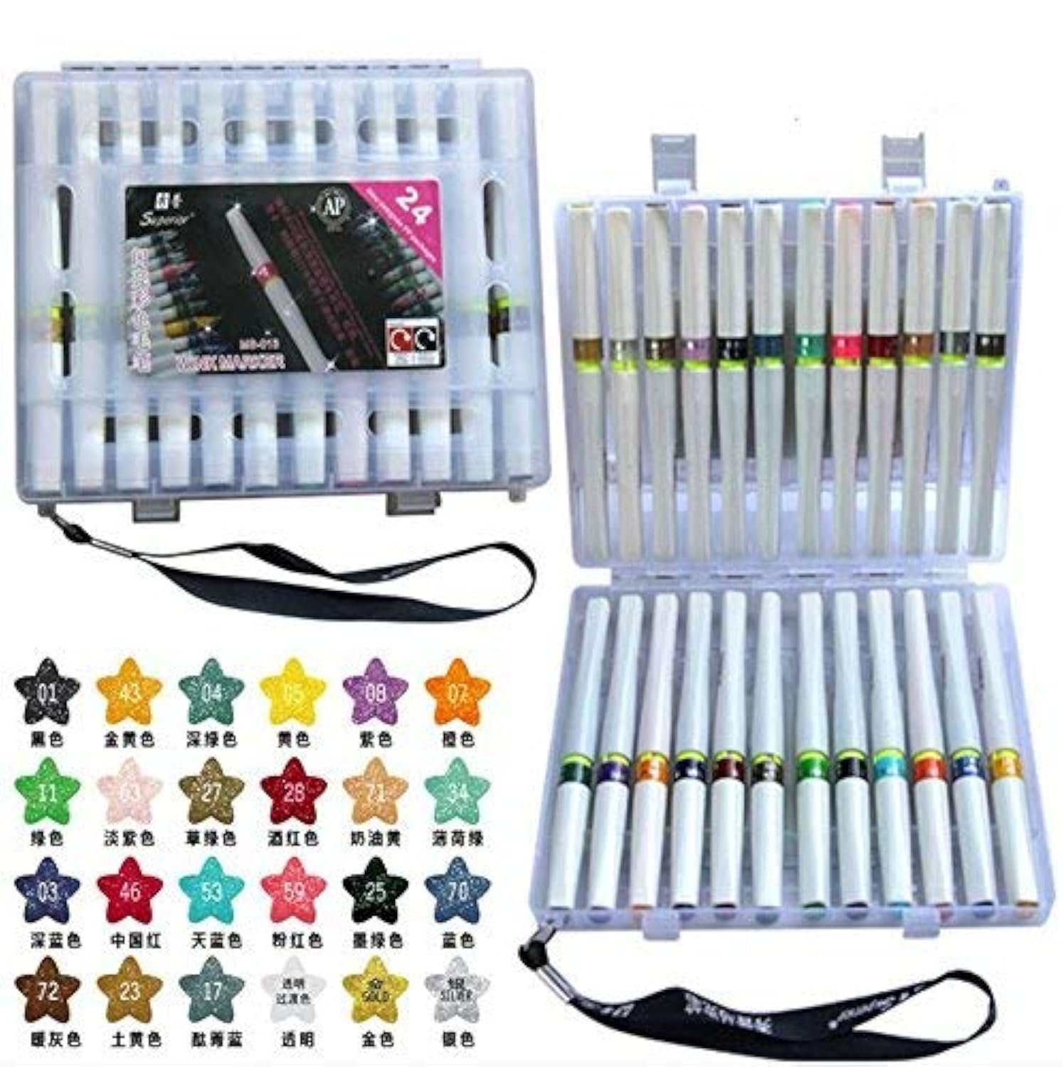 24 Colors Art Markers Set - Superior Wink Brush Pens with Glitter for Lettering, Stamping & Coloring Projects | Vibrant Ink, Smooth Brush Tips | Perfect for DIY Crafts, Bullet Journaling & Gift Wrapping