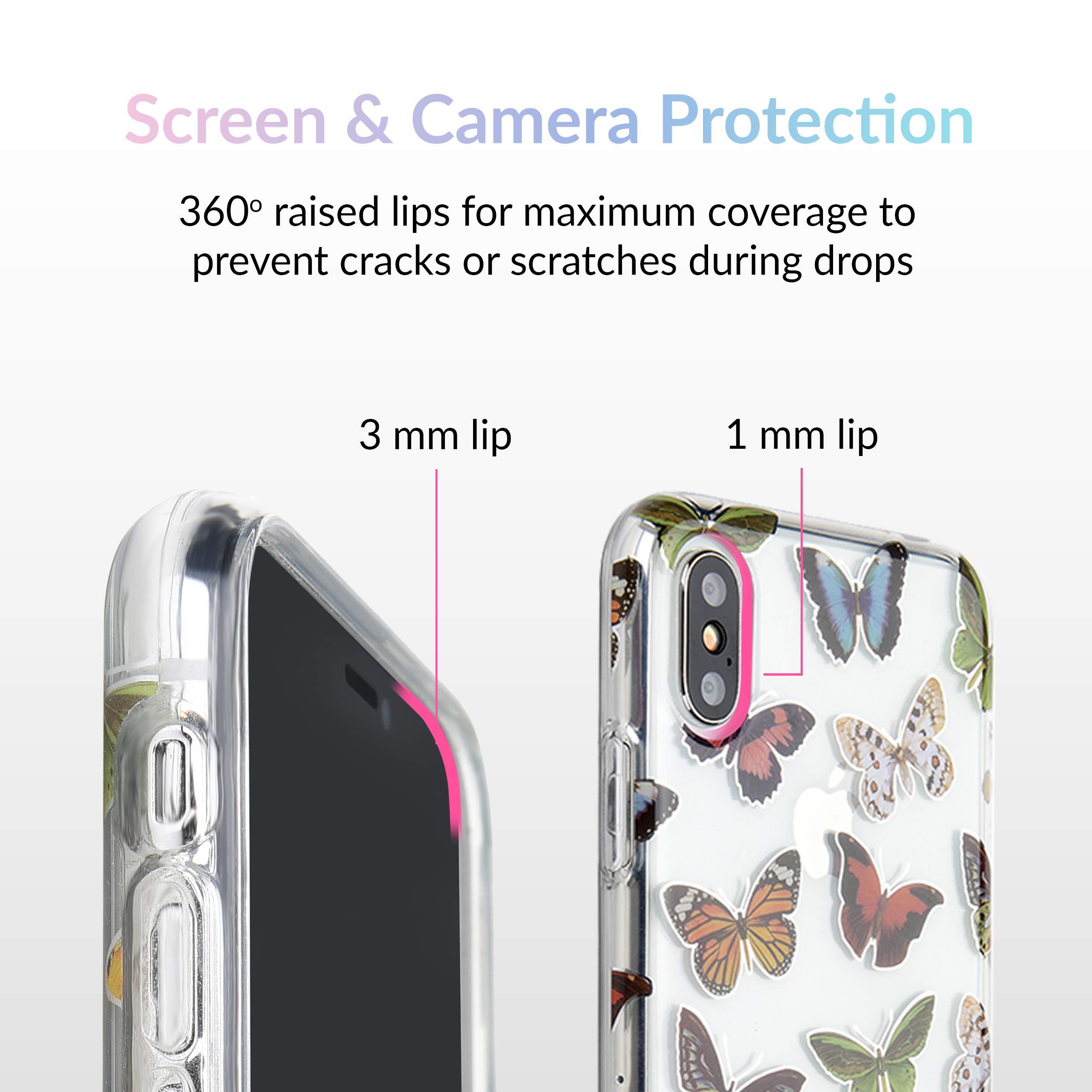 Velvet Caviar iPhone Xs & iPhone X Case - Cute Clear Protective Phone Cover with Colorful Butterflies for Women & Girls | Perfect for Everyday Use, School & Travel