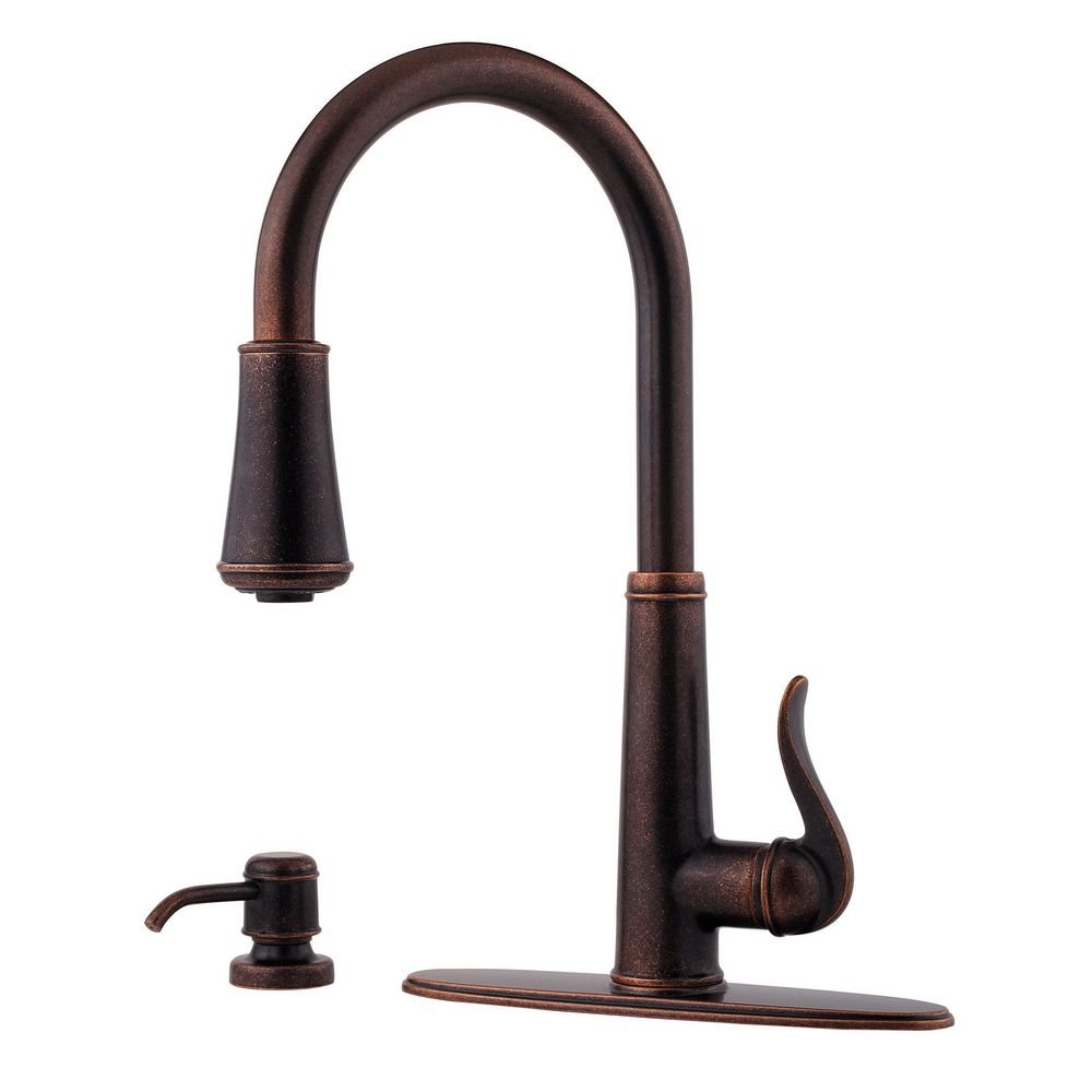 Pfister GT529YPU Rustic Bronze Kitchen Faucet with Sprayer - High Arc Pull-Down Faucet for Modern Farmhouse & Rustic Style Kitchens - Perfect for Cooking, Washing Dishes & Filling Pots