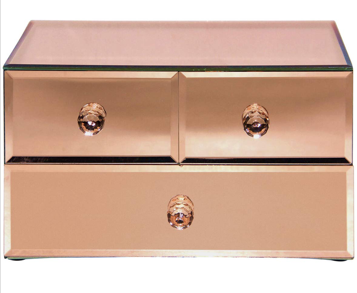 Rose Gold 3-Drawer Vanity Organizer for Makeup Storage | Jewelry & Cosmetic Organizer | Perfect for Bedroom, Bathroom & Dressing Table Organization