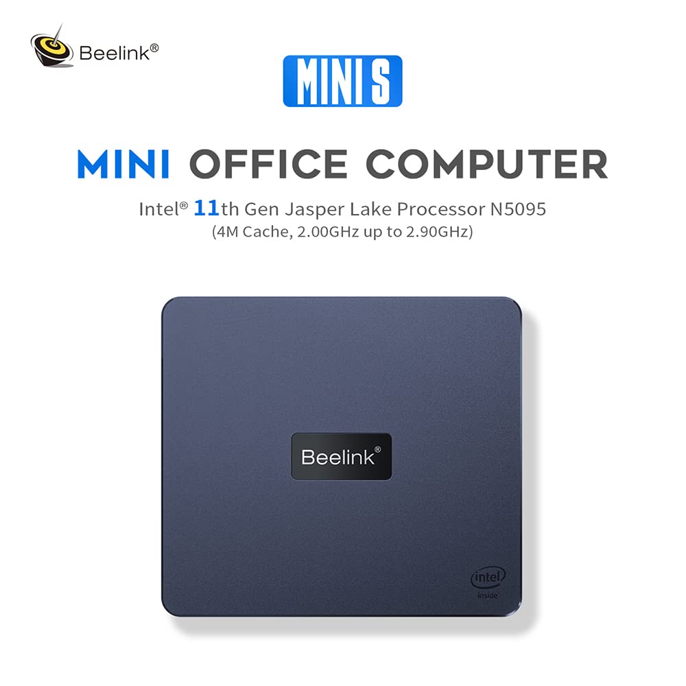 Beelink Mini S Mini PC Windows 11 Pro - Intel 11th Gen N5095 Processor (Up to 2.9GHz) - 8GB DDR4 RAM 256GB SSD - Compact Desktop Computer with 4K Dual HDMI, WiFi 5, Bluetooth 4.0, Gigabit Ethernet & 4x USB 3.0 - Perfect for Home Office, Digital Signage & Entertainment Center