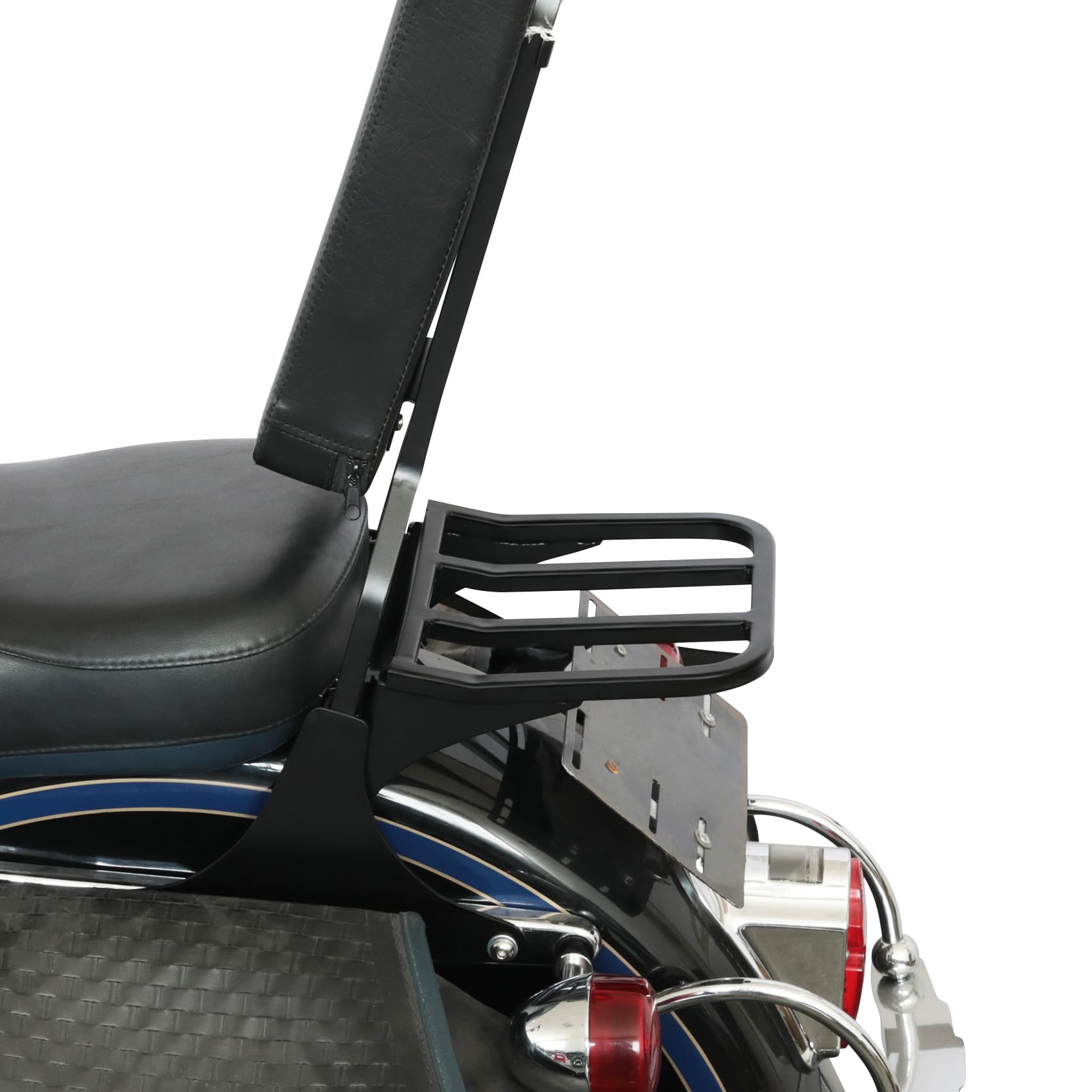 TCMT Black Sissy Bar Backrest Luggage Rack for Harley Sportster XL 883 & 1200 (2004-2022) - Universal Fit, Comfortable Support for Long Rides and Road Trips
