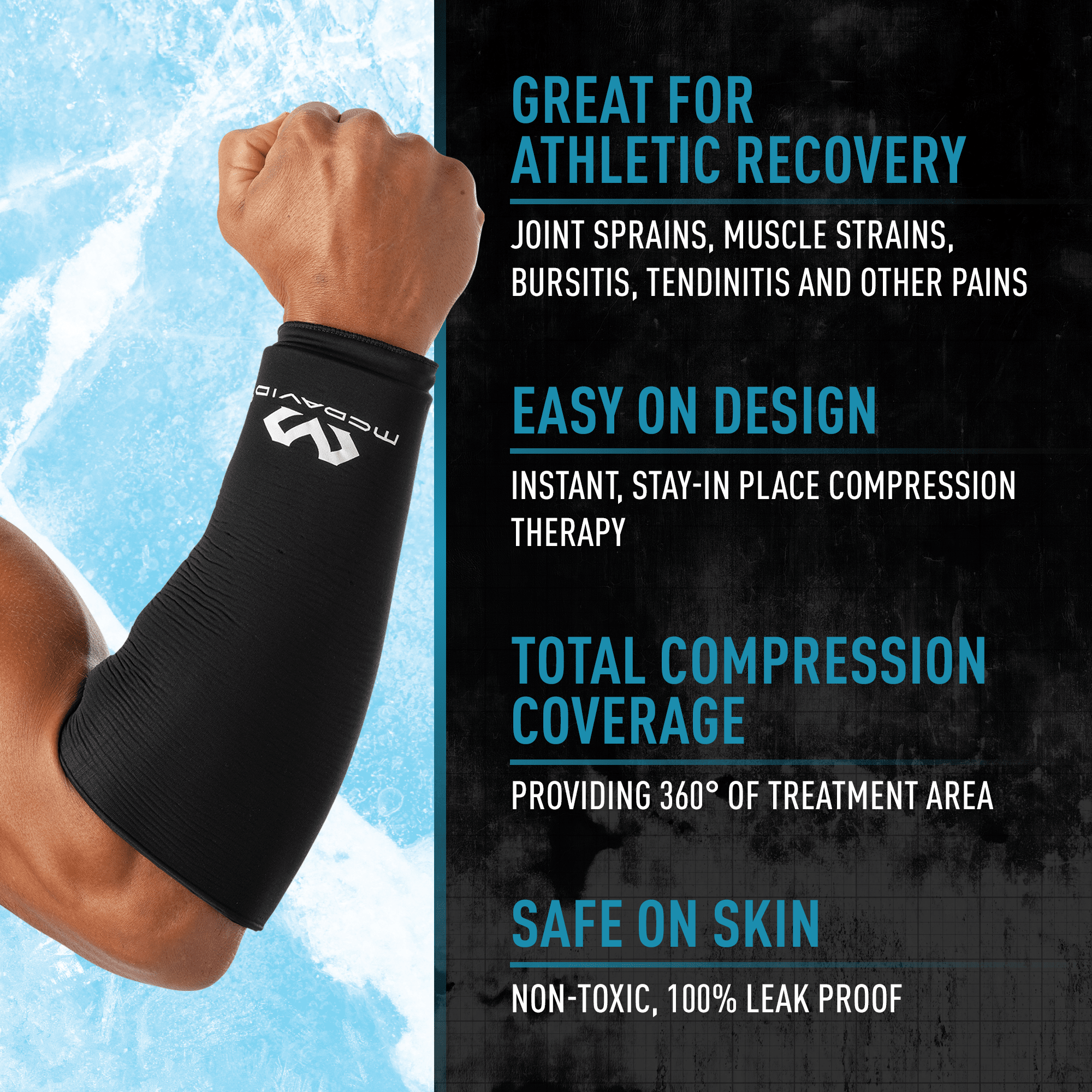 Flexible Ice Therapy Arm & Elbow Compression Sleeve for Pain Relief - Cold Therapy Support for Tennis Elbow, Golfers, Arthritis & Post-Surgery Recovery - Perfect for Athletes & Active Lifestyles