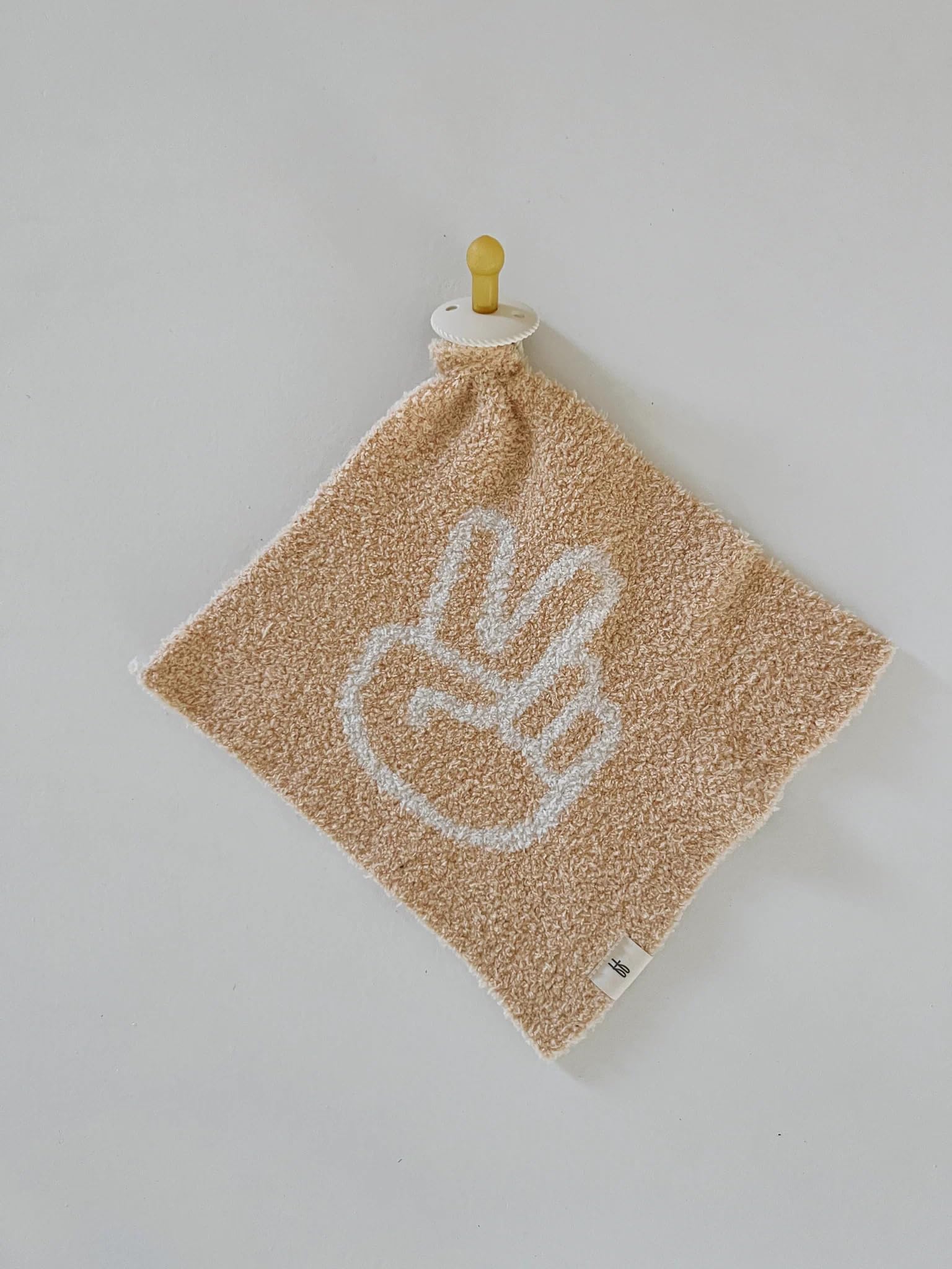 Forever French Baby Lovey Pacifier Holder - Soft Microfiber Feather Yarn Security Blanket for Newborns (Peace Sign Design) - Perfect Baby Shower Gift for Boys & Girls 0+ Months - Ideal for Nursery, Stroller & Travel Comfort