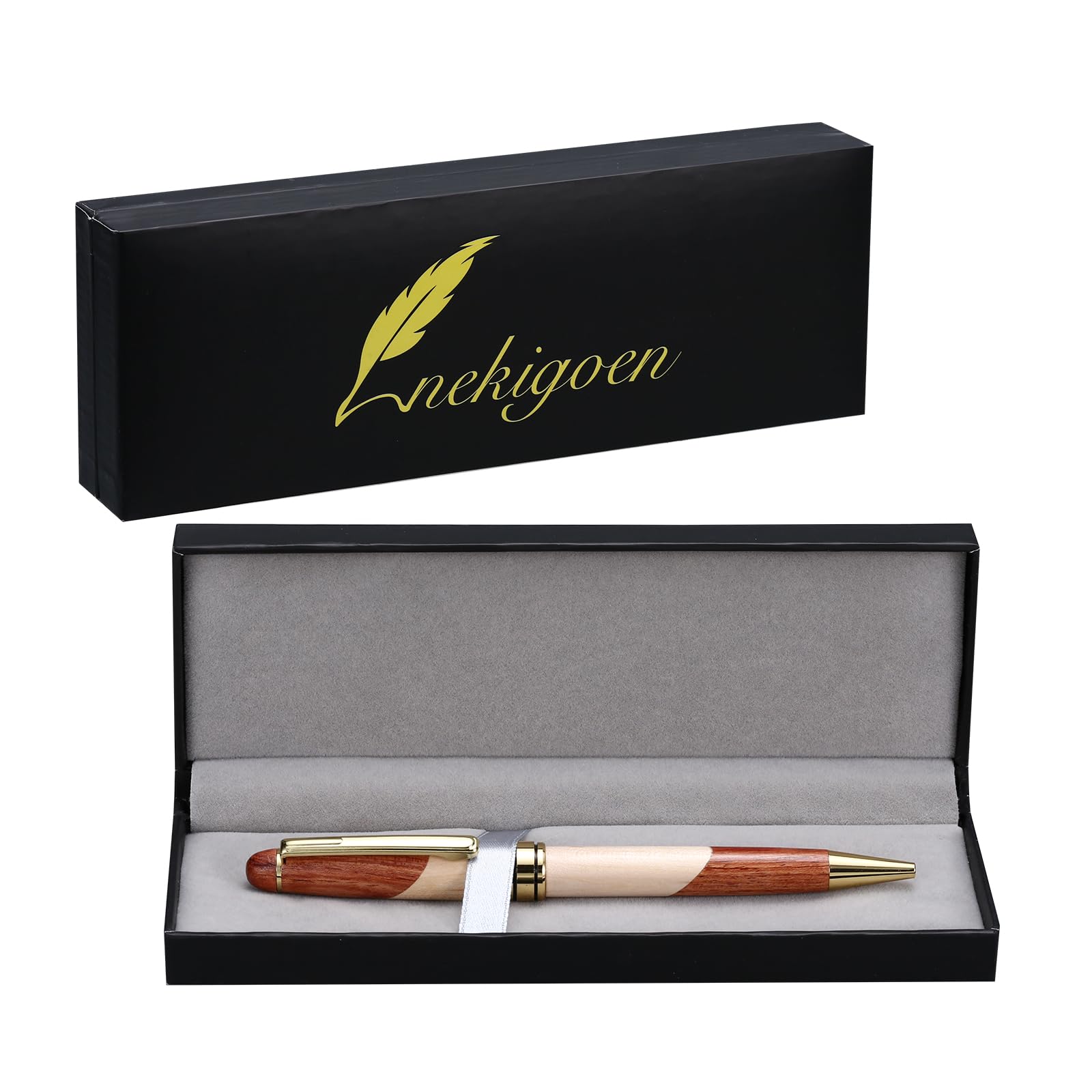 Premium Handmade Wooden Ballpoint Pen Gift Set with Luxury Gift Box - Executive Business Pen with Fine Journaling Notebook & Leather Case - Perfect for Corporate Gifts, Graduation Presents & Office Writing Essentials