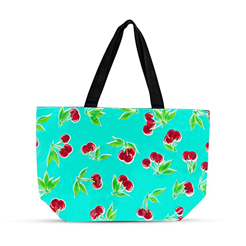 Cherries Aqua/Gingham Red