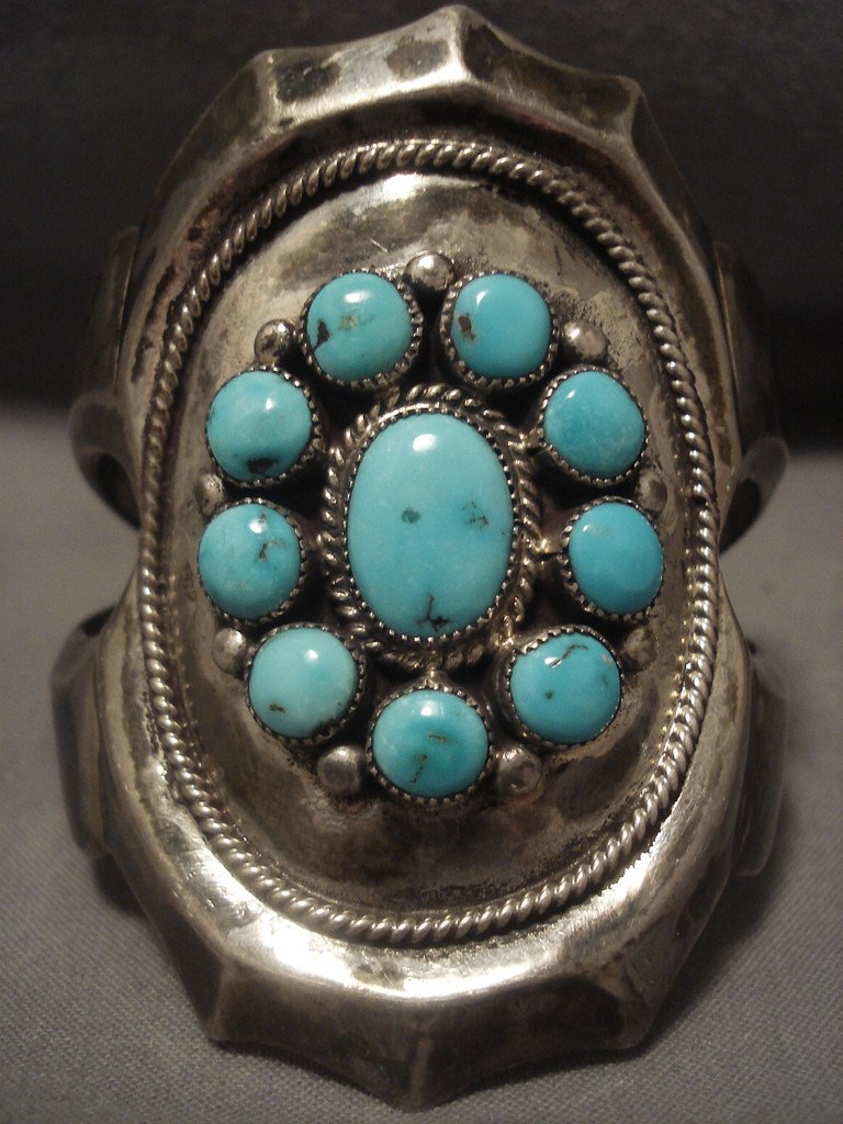 91 Gram Vintage Navajo Easter Blue Turquoise Native American Silver Bracelet – Authentic Handmade Jewelry for Women, Boho Fashion & Special Occasions