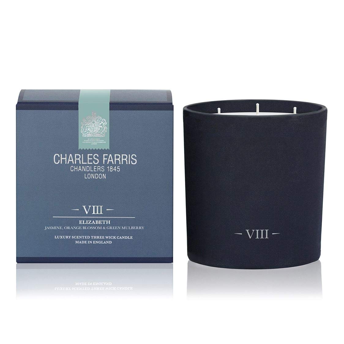 VIII • Elizabeth • Orange Blossom, Jasmine & Green Mulberry 3-Wick Scented Candle - Aromatherapy for Home, Yoga & Relaxation | Long-Lasting Fragrance for Bedroom, Bath & Living Room