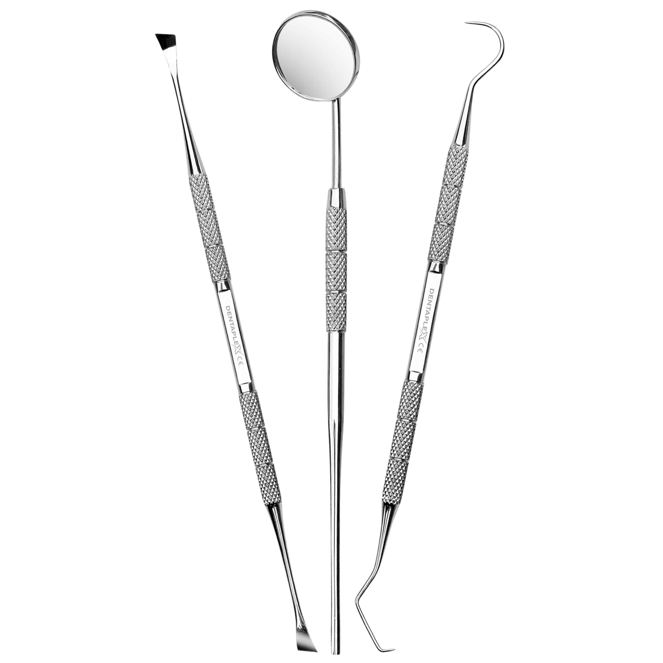 Dentaplex 3-Piece Professional Dental Care Kit - Teeth Cleaning & Whitening Tools, Plaque & Tartar Remover with Dual-Ended Tooth Picks & Dentist Mirror for Oral Hygiene | Perfect for Home Use, Travel, and Dental Professionals