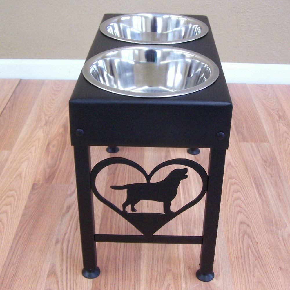16 Inch Elevated Dog Feeder Stand with Double 3 Quart Bowls for Labrador Retrievers - Perfect for Large Breed Feeding and Comfort