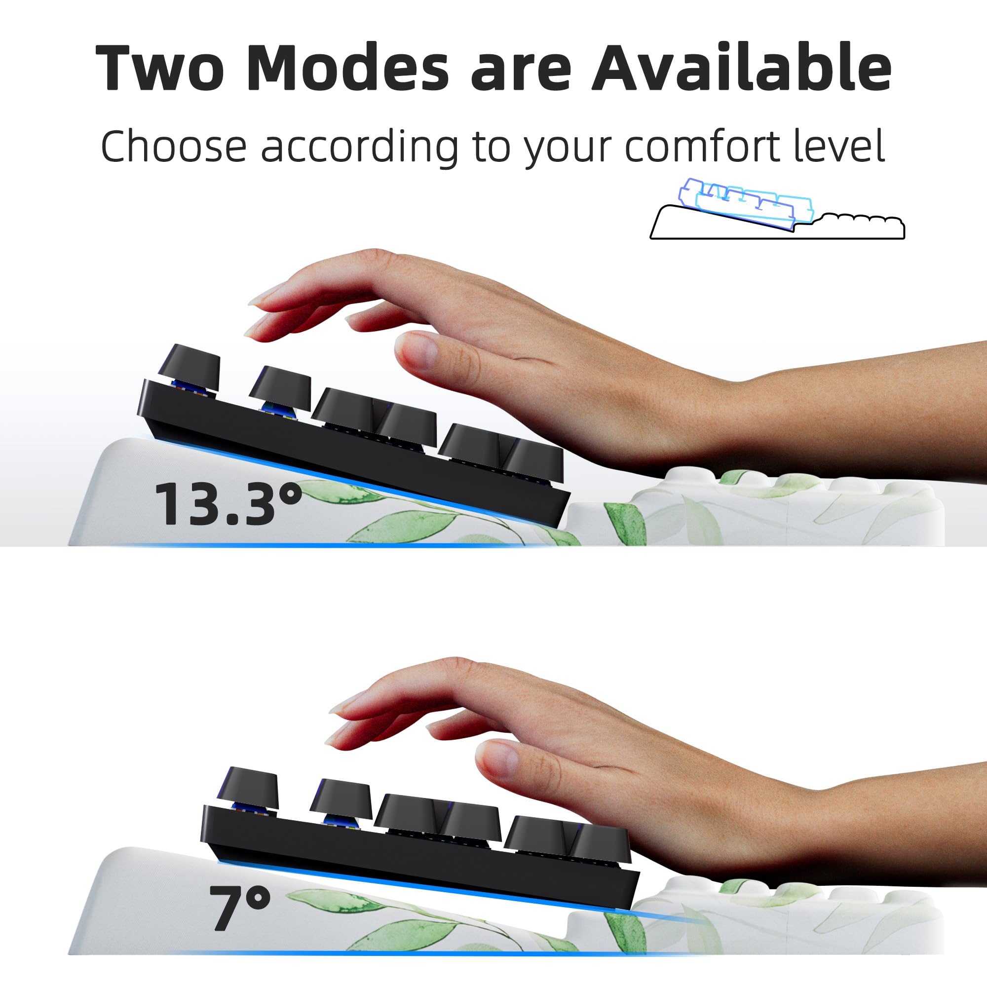 Ospelelf Ergonomic Keyboard Wrist Rest Pad - Comfortable Keyboard Stand Holder for Office & Home Desk Accessories - Green Leaves Pattern - Ideal for Typing, Gaming & Long Work Sessions