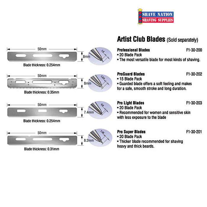 Feather Artist Club LIGHT Blades - Professional Razor Blades for Straight Razor Shaving - Perfect for Barbers & Home Grooming - Smooth & Precise Shaving Experience for Men's Facial Hair & Beard Trimming