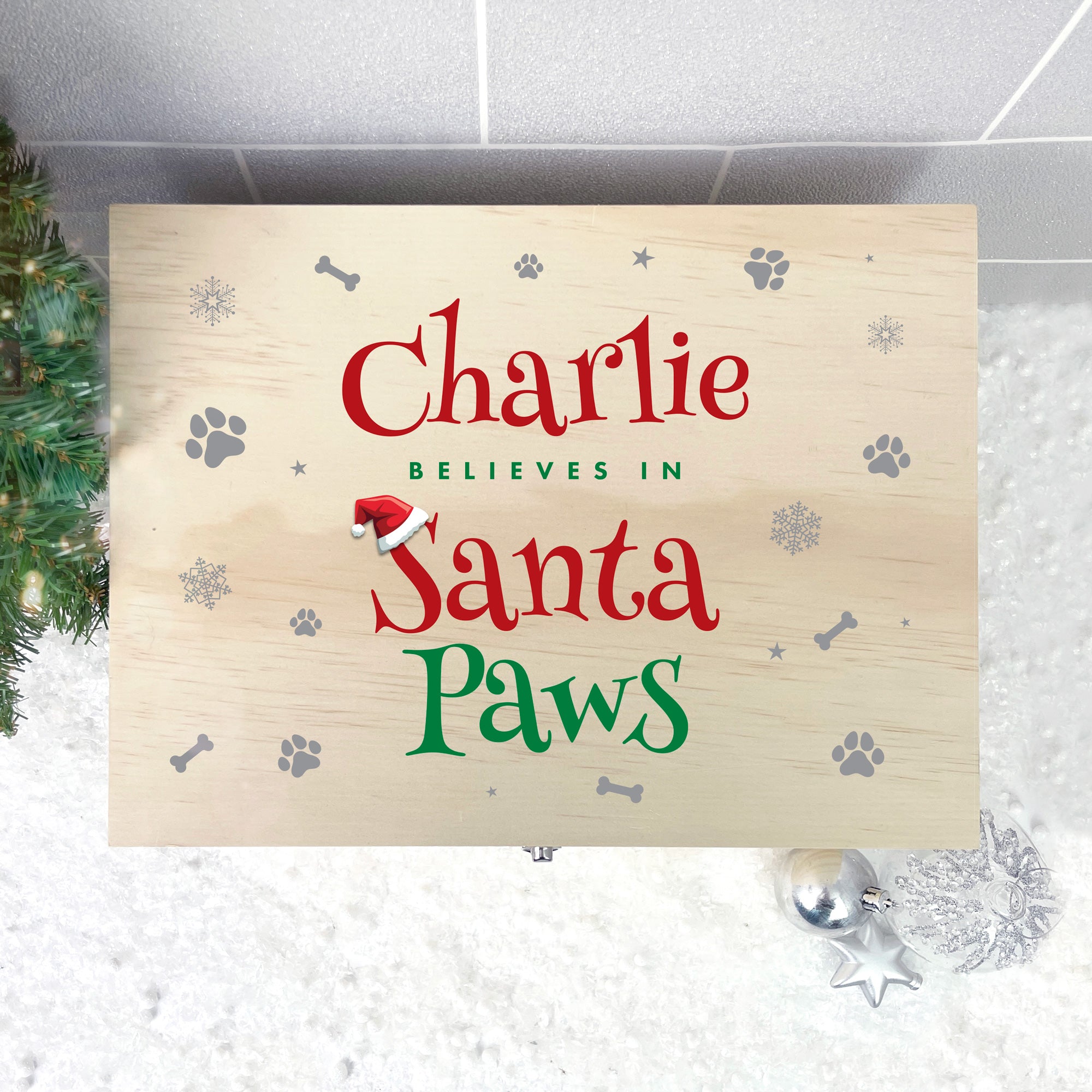 Personalized Santa Paws Pet Christmas Eve Gift Box - 5 Sizes (16cm, 20cm, 26cm, 30cm, 36cm) for Dogs & Cats - Perfect Holiday Pet Stocking Stuffer & Christmas Gift Idea
