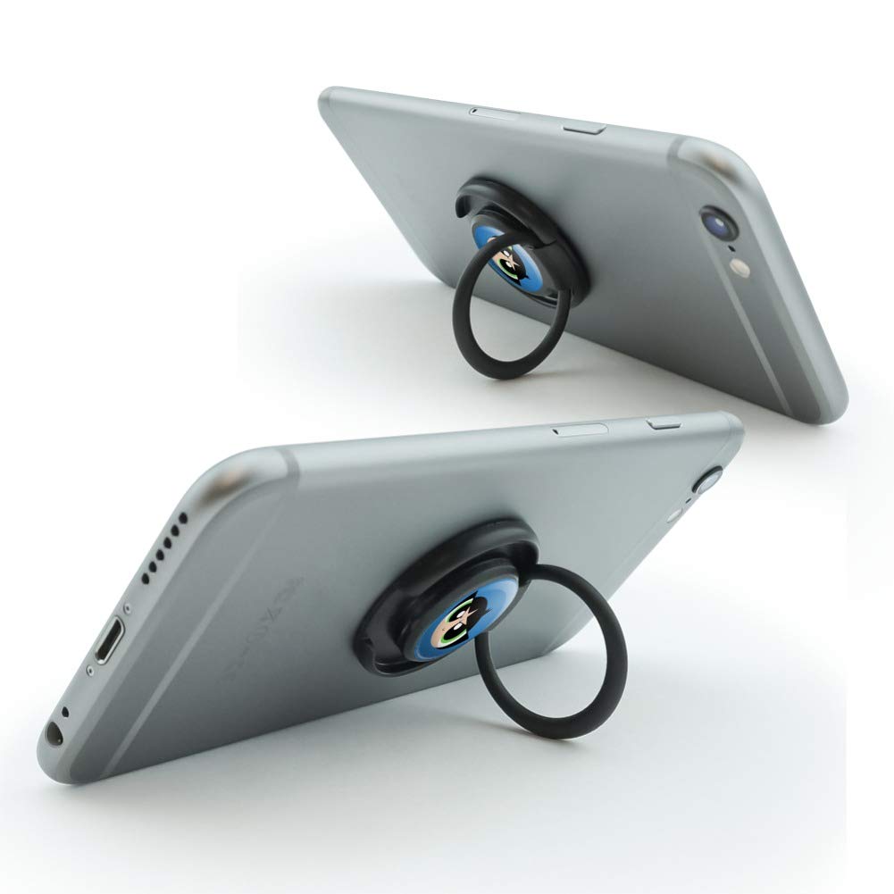 Powerpuff Girls Buttercup Head Phone Ring Holder - Adjustable Finger Grip Stand for Smartphones, Perfect for Watching Videos, Taking Selfies, and Secure One-Handed Use