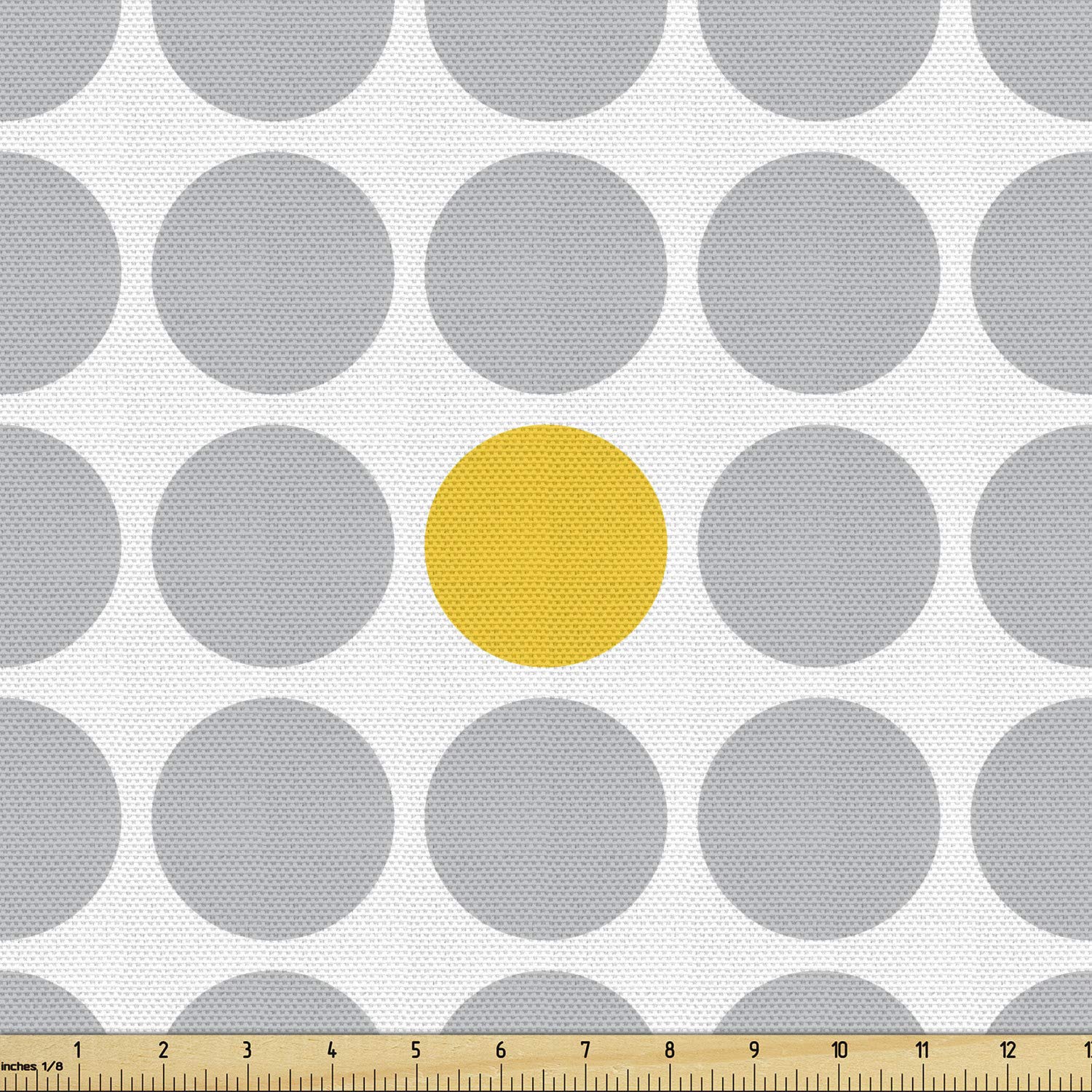 Ambesonne Abstract Fabric - Grey & Yellow Polka Dots for Upholstery & Home Decor | 1 Yard