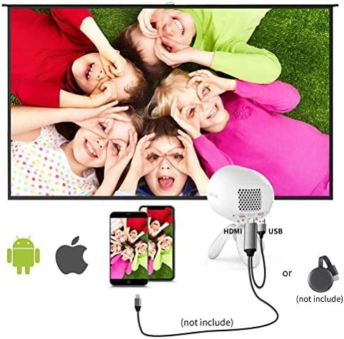 KRASS Mini Portable LED Projector - 1080P HD Wireless Video Projector for Phone, PC, HDMI, USB | Home Cinema, Party Games & Outdoor Movie Nights | White (UK Plug) - Collector88 Edition