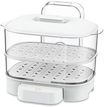 ADAPEY Electric Food Steamer - Foldable Multi-Layer Transparent Steamer Basket for Vegetables, Rice & Seafood - Large Capacity Kitchen Appliance for Healthy Cooking at Home
