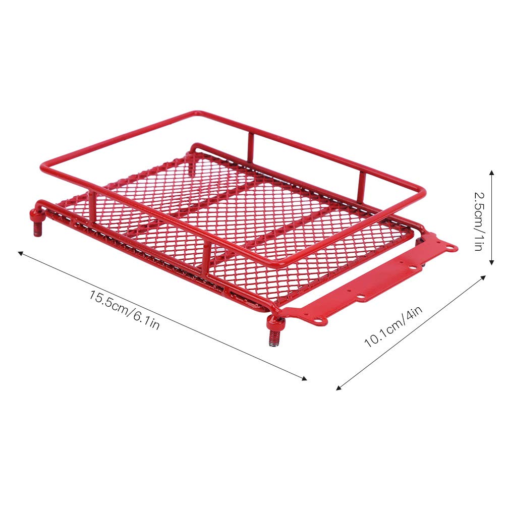 1/10 Scale RC Car Roof Rack with Remote Control & LED Spotlights - Heavy Duty Carrier Tray Accessory for Crawler Trucks (Red) | Perfect for Off-Road Adventures & RC Car Upgrades