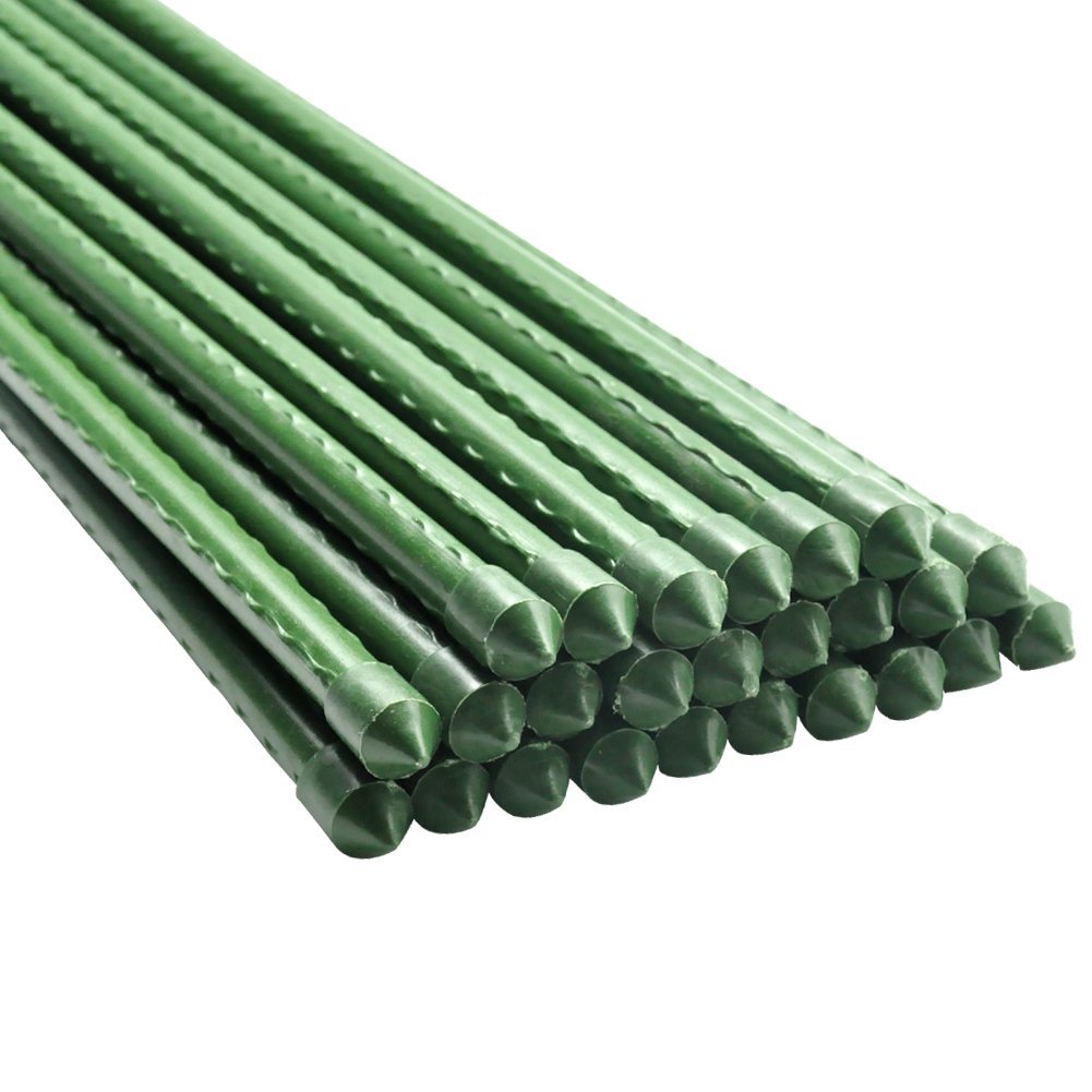 BTSD 55-Inch Heavy Duty Steel Garden Stakes for Tomato Plants - Pack of 25 | Rust-Proof Plant Support Stakes for Outdoor Gardening, Vineyard & Vegetable Support