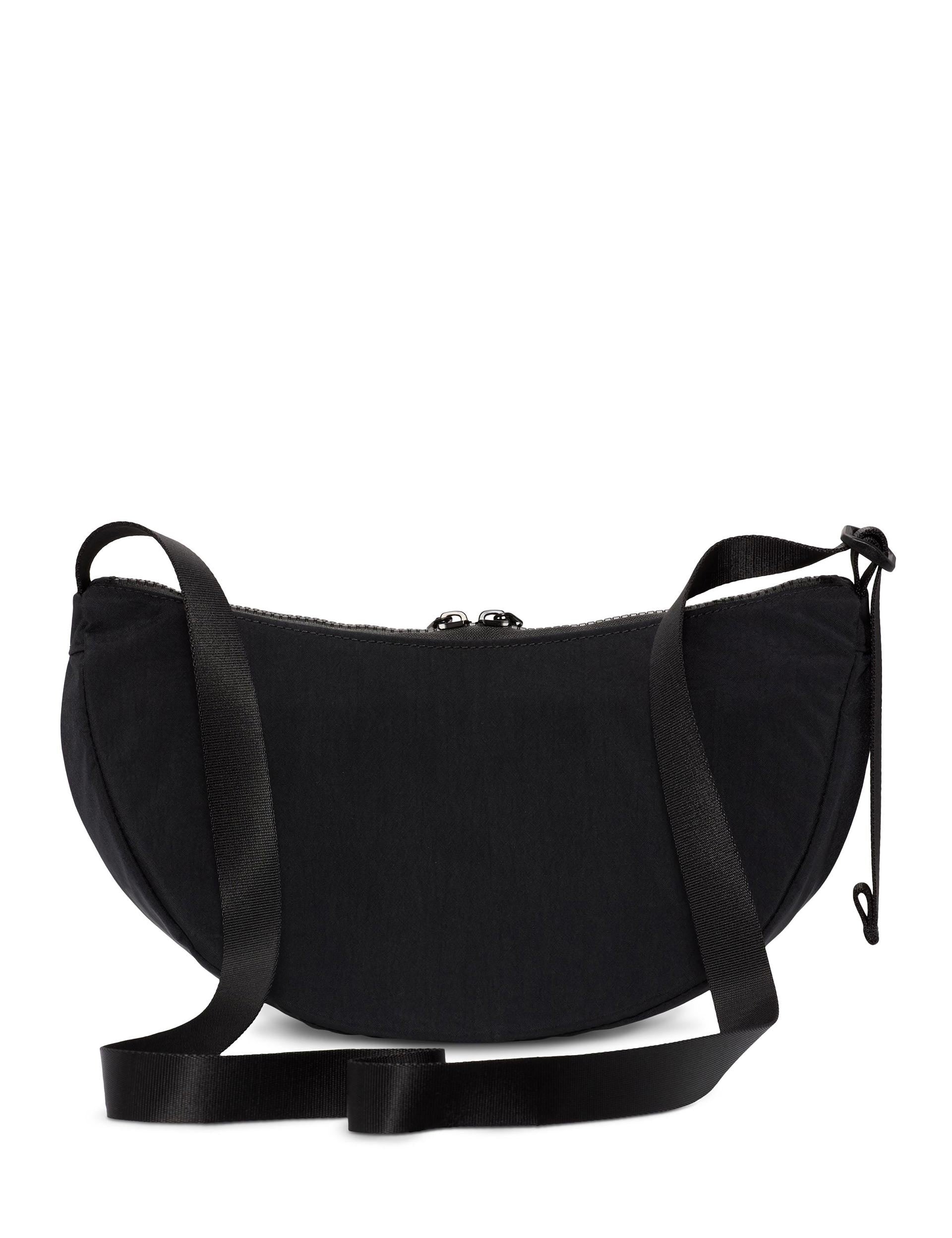 Aura Crescent Cross Body Bag for Women - Stylish Black & Matte Silver Leather Shoulder Purse - Perfect for Travel, Work, and Everyday Use