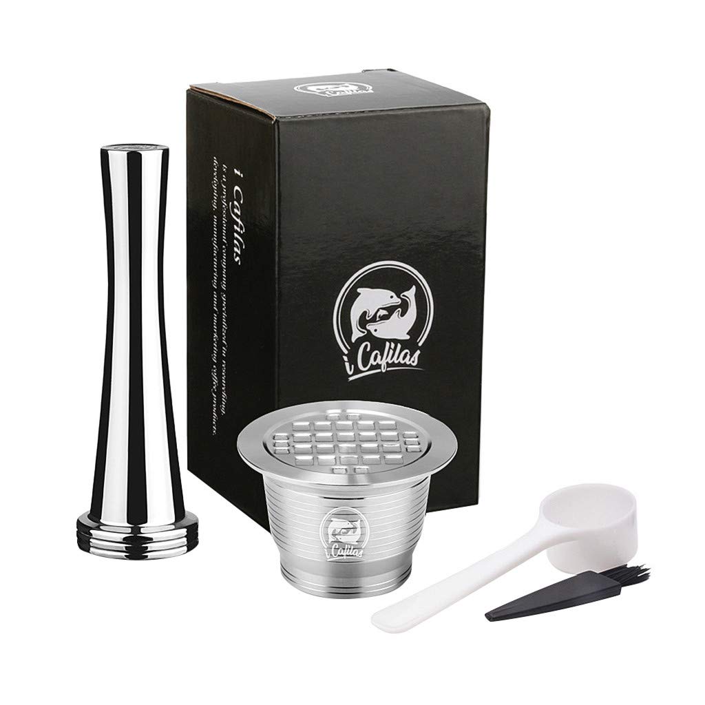 Eco-Friendly Reusable Stainless Steel Coffee Filters & Pods - Washable & Durable Coffee Capsules with Brush Spoon (Silver) | Perfect for Keurig, Nespresso & Single-Serve Brewers | Sustainable Home & Office Coffee Solution