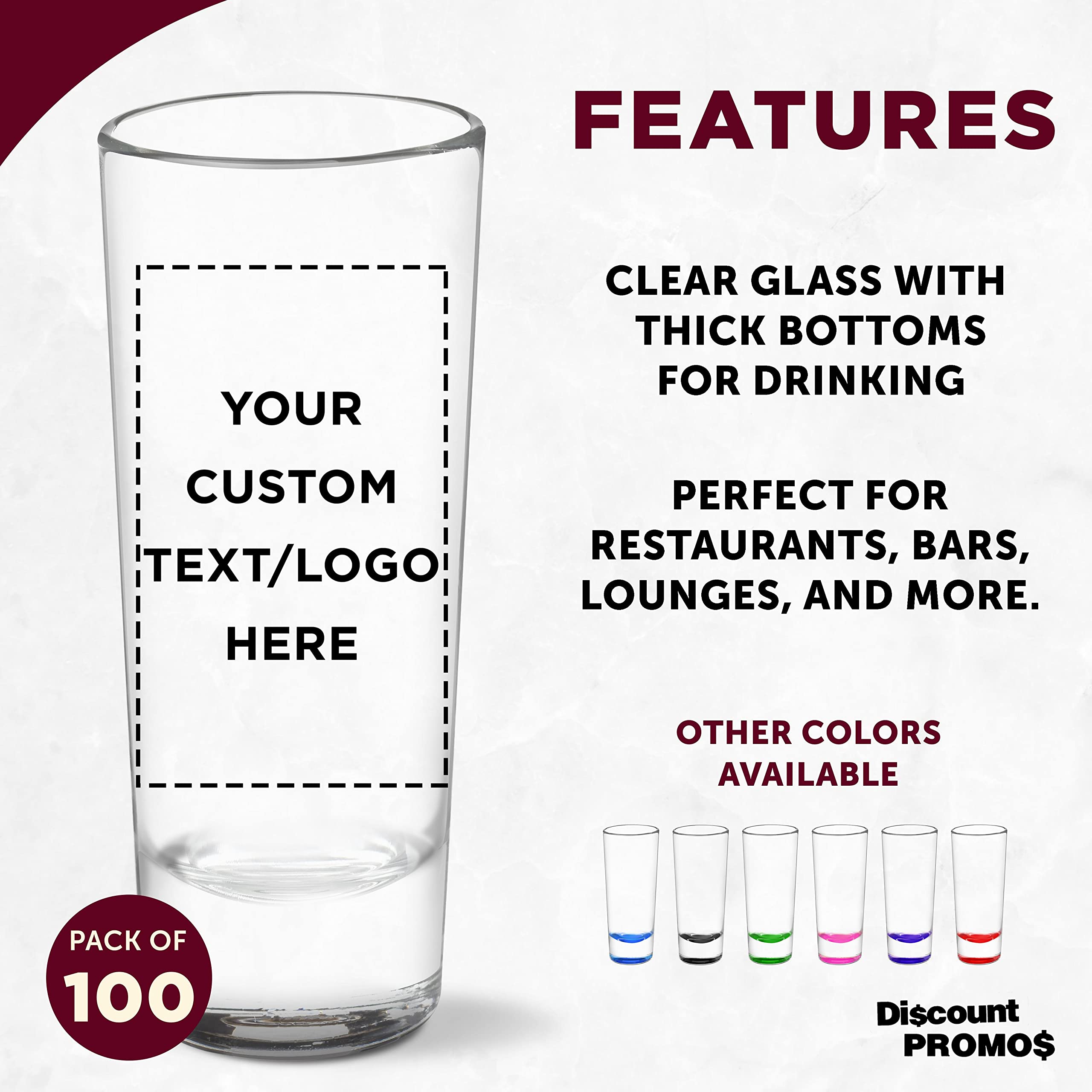 100-Pack Personalized 2 oz Cordial Shot Glasses - Custom Bulk Shooter Glasses for Birthday Parties, Weddings, Bars & Events - Clear Glass for Cocktails, Liquor & Mixed Drinks - Perfect for Home Entertaining & Commercial Use