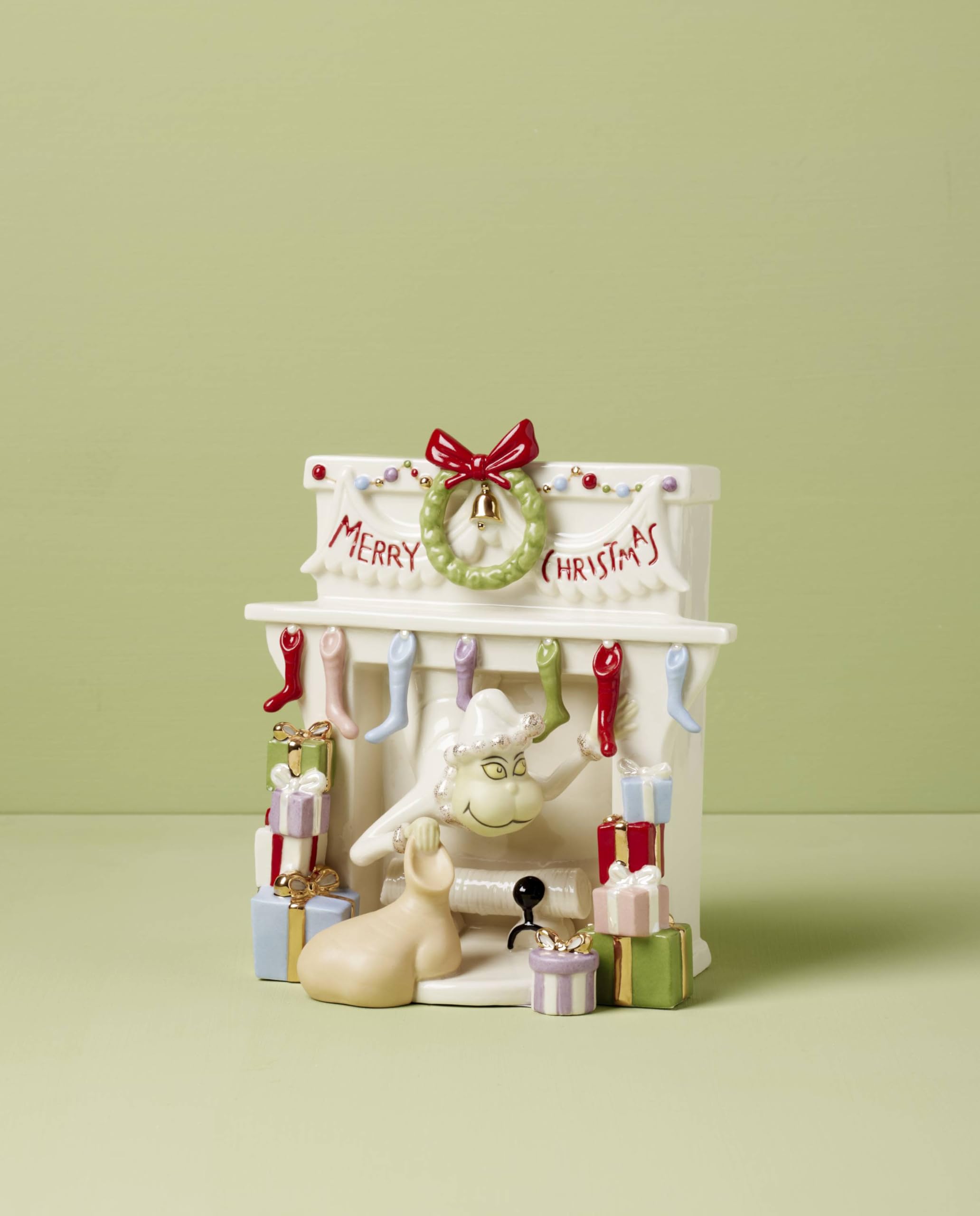 Lenox 896422 Grinch Stealing Stockings Christmas Figurine - Holiday Home Decor for Xmas Tree, Mantel & Festive Table Centerpiece