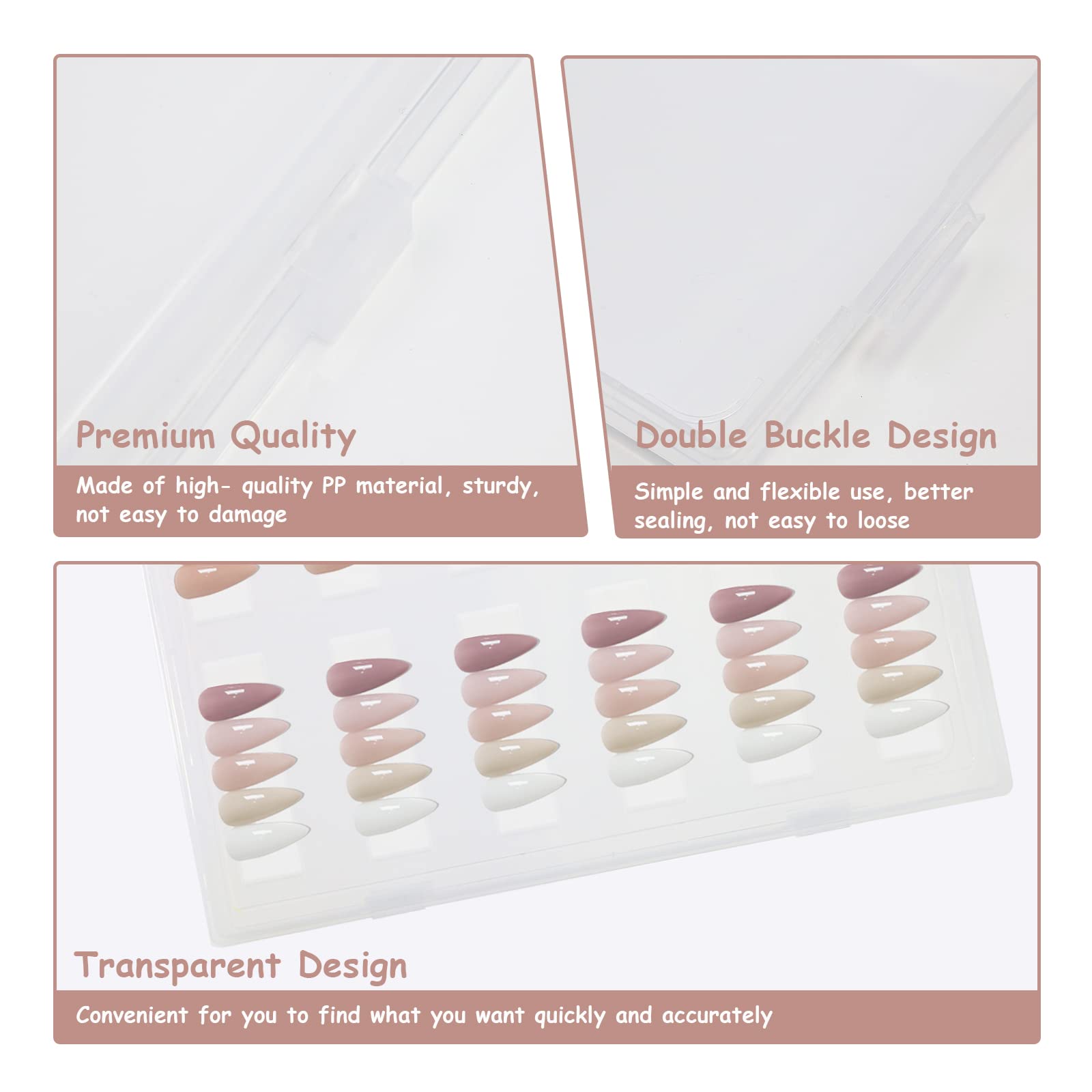 Large Clear Press on Nails Storage Box Set - Empty Acrylic Nail Packaging Organizer with 50 Display Stands & Double-Sided Adhesive Tape - Perfect for Salon Storage, Nail Art Business, and Personal Item Organization