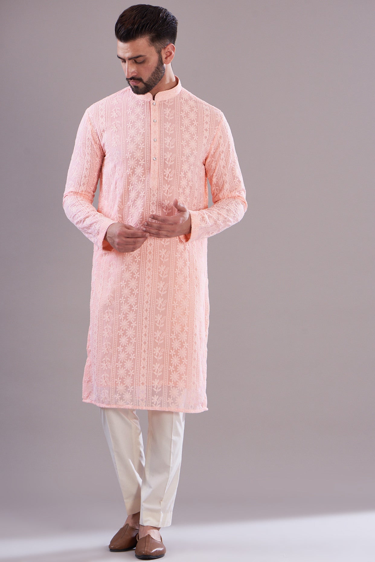 Pastel Powder Pink Kurta for Women - Soft Cotton Embroidered Tunic Top - Perfect for Casual Wear, Festivals & Boho Outfits