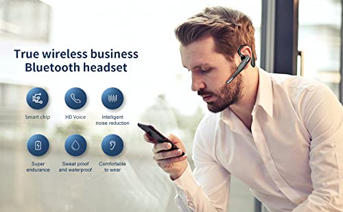 Wireless Earbuds with Noise Cancelling, Flexible Ear Loop Design & LED Charging Case - 72H Talk Time Bluetooth Headset for iPhone Android (Business, Driving, Office Use)