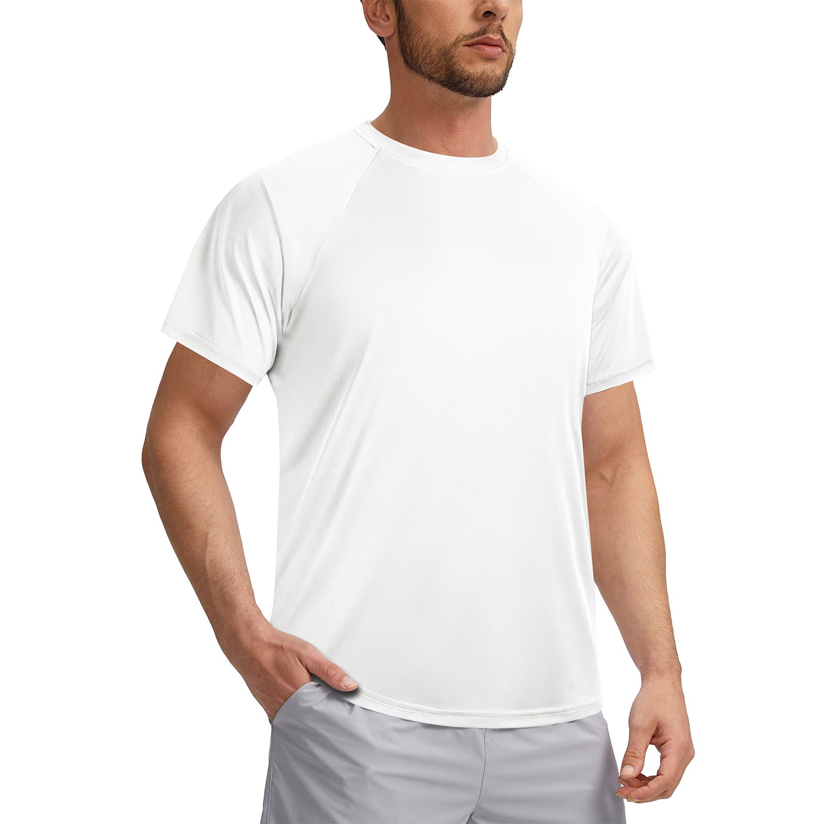 Men's UPF 50+ Quick Dry Swim Shirt - Short Sleeve Sun Protection Rash Guard for Swimming, Fishing & Running - Lightweight UV Shirt for Beach, Pool & Outdoor Activities