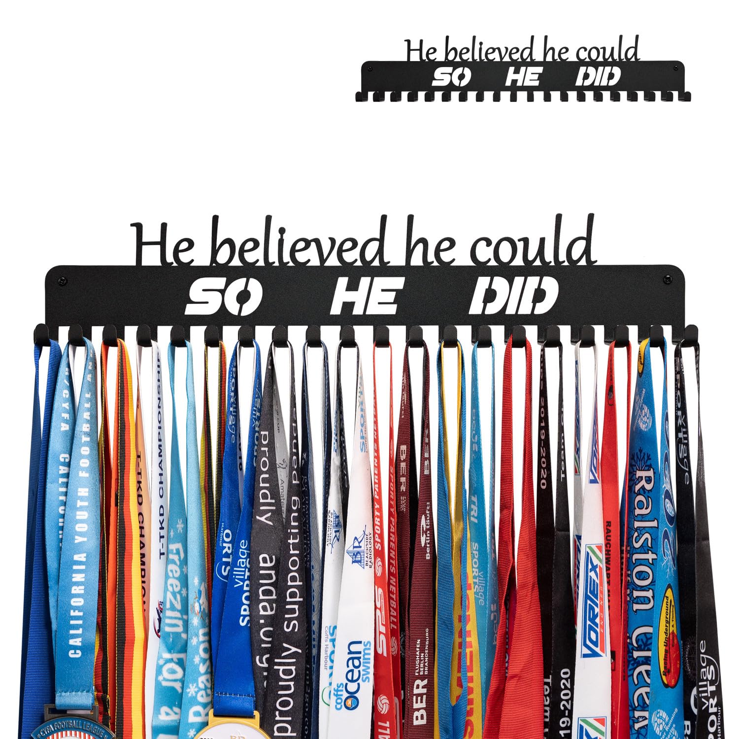 Premium Metal Medal Display Rack for Runners - Marathon & Triathlon Medal Holder with Wall Mount - Perfect for Race Finishers to Showcase Achievements in Home Gym or Office