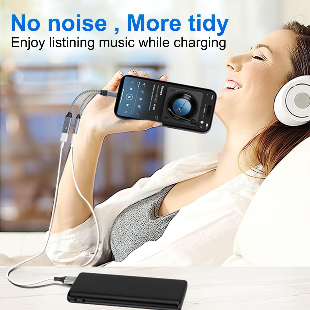 2-in-1 Lightning to 3.5mm Audio Adapter & Charger for iPhone 14/13/12/11/X/8 - HiFi Stereo Sound with Mic & Volume Control - Compatible with Headphones, Earphones, Car Audio (Perfect for Music, Gaming & Hands-Free Calls)