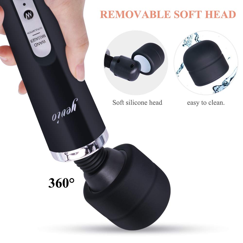 YEVIOR Wired Handheld Massager with 10 Adjustable Intensity Levels - Deep Tissue Muscle Relief for Sports Recovery, Back Pain & Body Aches - Portable Full Body Massage Therapy Device for Home, Office & Travel (Black)