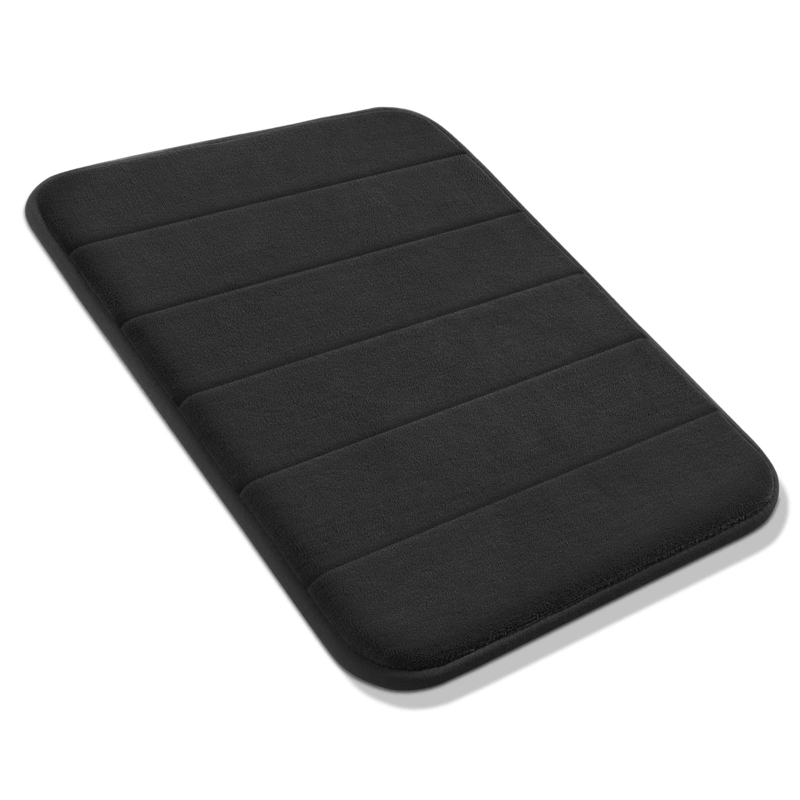 Yimobra Memory Foam Bath Mat - 24x17 Inch Non-Slip Super Absorbent Quick Dry Bathroom Rug - Soft Thick Machine Washable for Shower Tub & Floor - Perfect for Bathroom Safety & Comfort (Black)