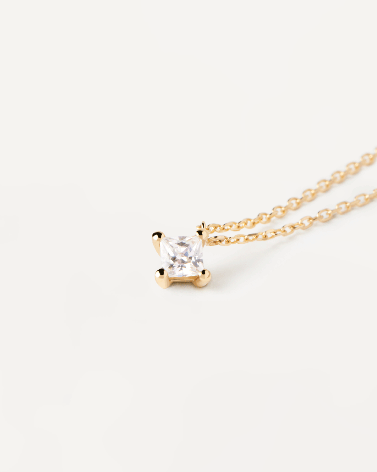 GRID Diamond and Yellow Gold Solitaire Square Necklace for Women - Elegant 14K Gold Pendant Jewelry Gift for Anniversary, Valentine's Day & Special Occasions