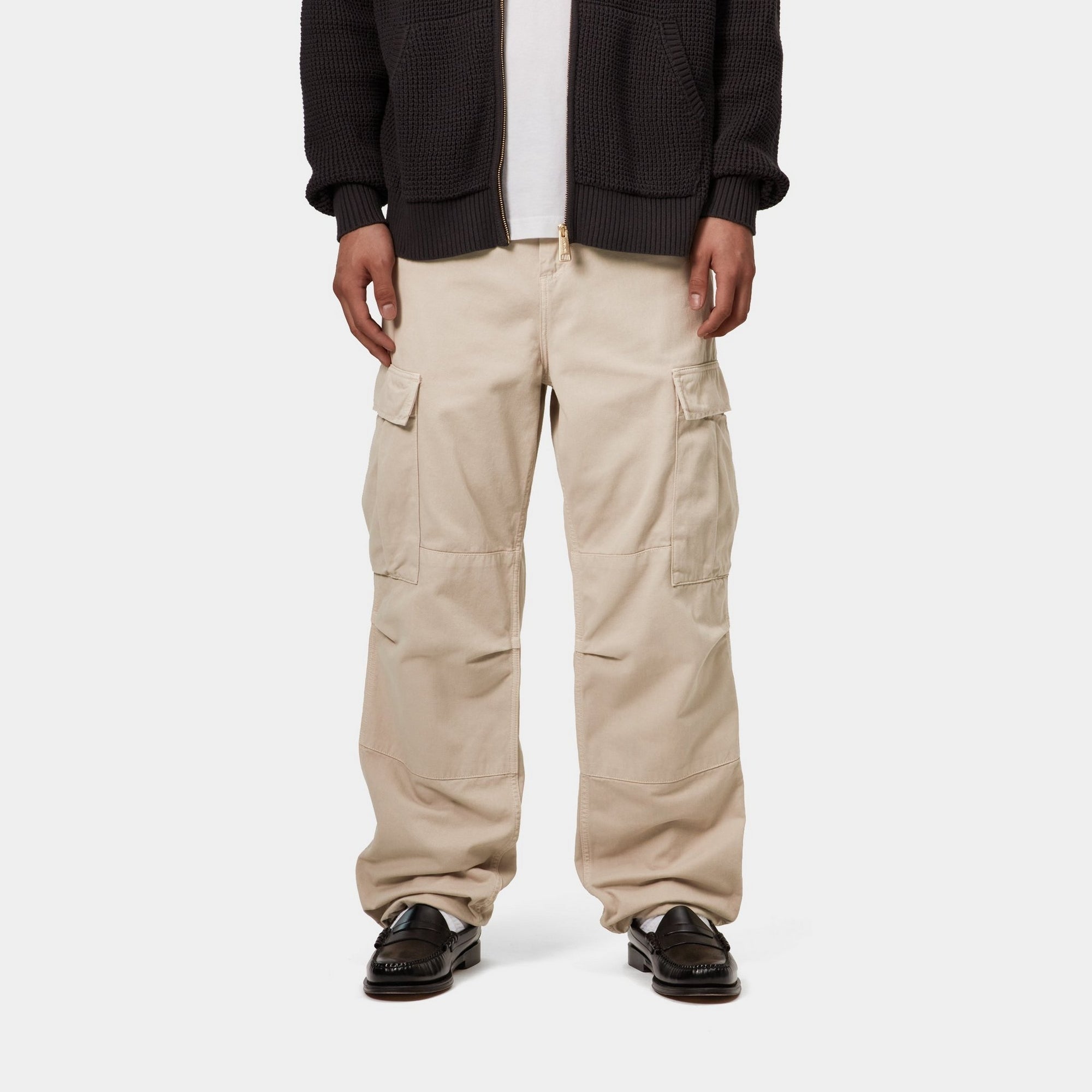 Men's Regular Fit Cargo Pants - Garment Dyed Twill Fabric | Fleur De Sel Color | Outdoor Work & Casual Wear