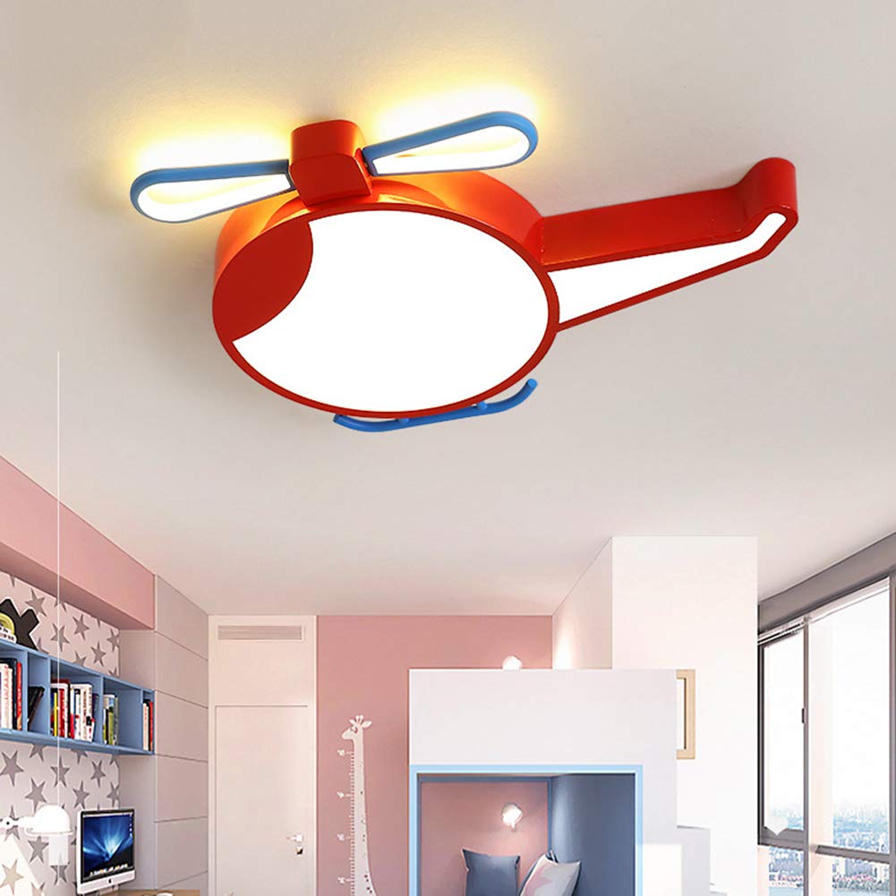 LAIDEPA Kids LED Ceiling Light - Cartoon Helicopter Design for Boys & Girls Bedroom, Nursery or Kindergarten - Red Warm Light for Cozy Nighttime Reading & Playtime