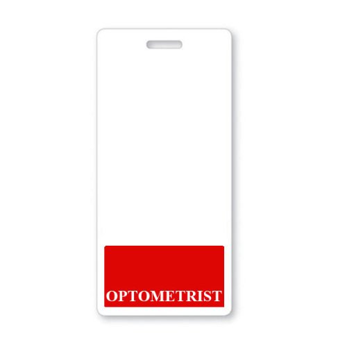 Optometrist Vertical Badge Buddy with Red Border - Perfect for Medical Professionals, Eye Doctors & Healthcare Workers