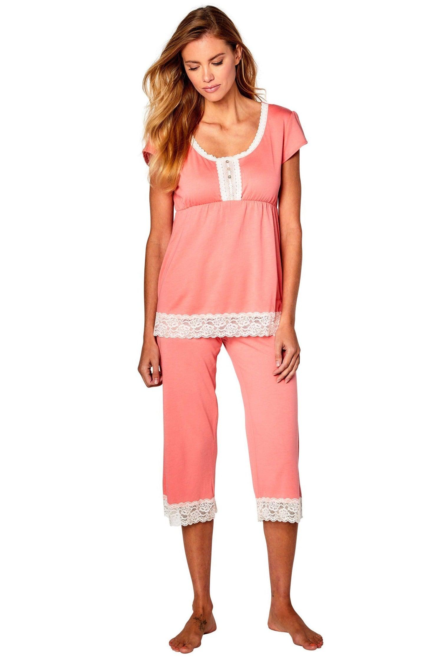 Sophie Trends Women's Short Sleeve Crop Top & Pants Pajama Set - Soft Sleepwear for Women, Comfy Lounge Outfit for Home, Travel & Relaxation