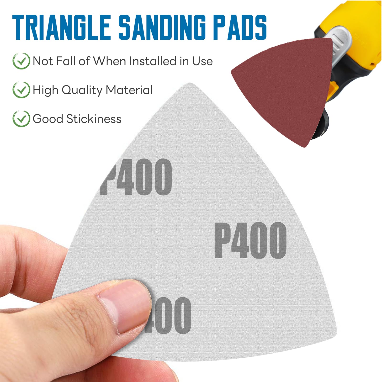 120 Pcs 400 Grit Triangle Sanding Pads - Aluminum Oxide Multi-Tool Sandpaper for 3-1/8