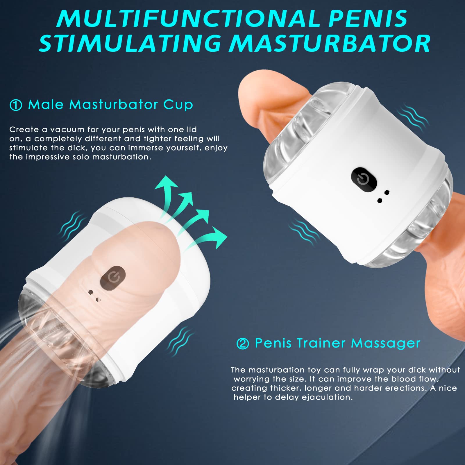 Automatic Male Masturbator Vibrator - 10 Speed Dual Motor Penis Massager with 3D Ribbed Tunnel & Open-Ended Design - Adult Sex Toy for Solo Pleasure, Stamina Training and Stress Relief - Perfect for Discreet Home Use or Travel
