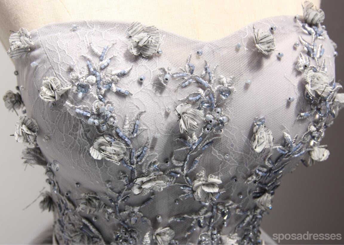Elegant Grey Lace Tulle Short Sweetheart Prom Dress for Homecoming, Party & Graduation | Flattering A-Line Cocktail Dress for Special Occasions | Perfect for Dances, Formal Events & Celebrations