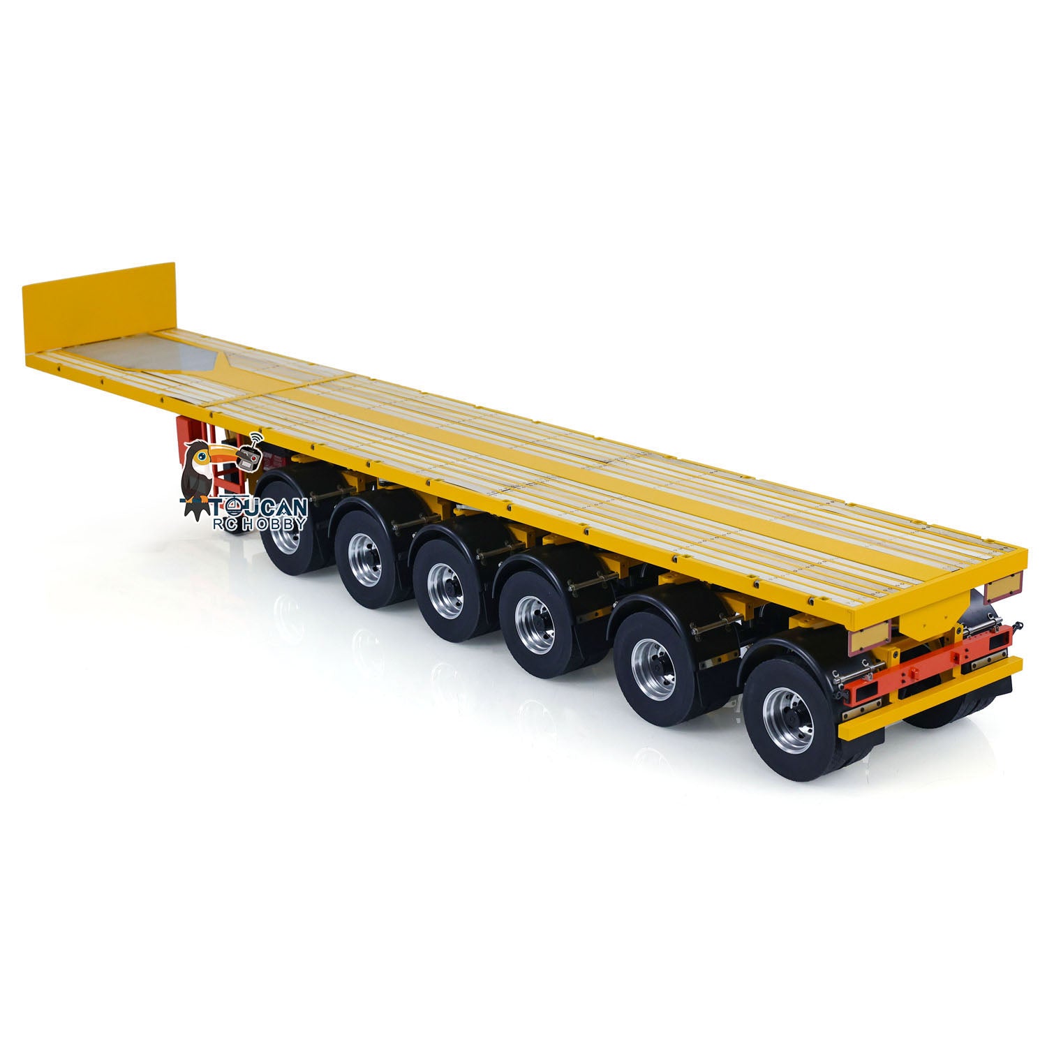 NOOXION 1/14 Scale 6-Axle Metal RC Flatbed Trailer for Remote Control Tractor Trucks - Heavy Duty DIY Model Car Parts for Hobbyists & Collectors - Perfect for RC Construction Scenes & Trucking Simulations