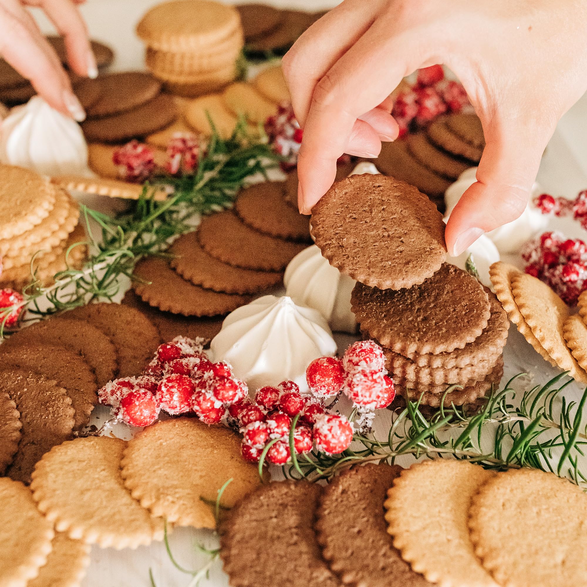 Dewey's Bakery Holiday Gift Basket - 4-Piece Set with Moravian Cookies, Chocolate Peppermint Cookies & Cheese Straws | Perfect Christmas Gift for Family, Friends & Coworkers | Office Party, Hostess Gift & Holiday Treats