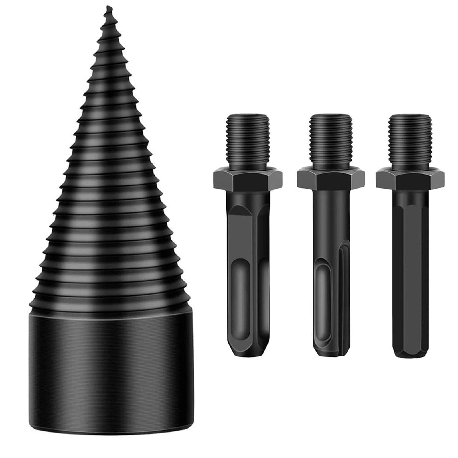 45mm Log Splitter Drill Bit Set - 4pcs Removable Wood Splitting Bits for Firewood, Black Bead Bit Tools | Perfect for Fireplace, Wood Stove & DIY Home Improvement Projects