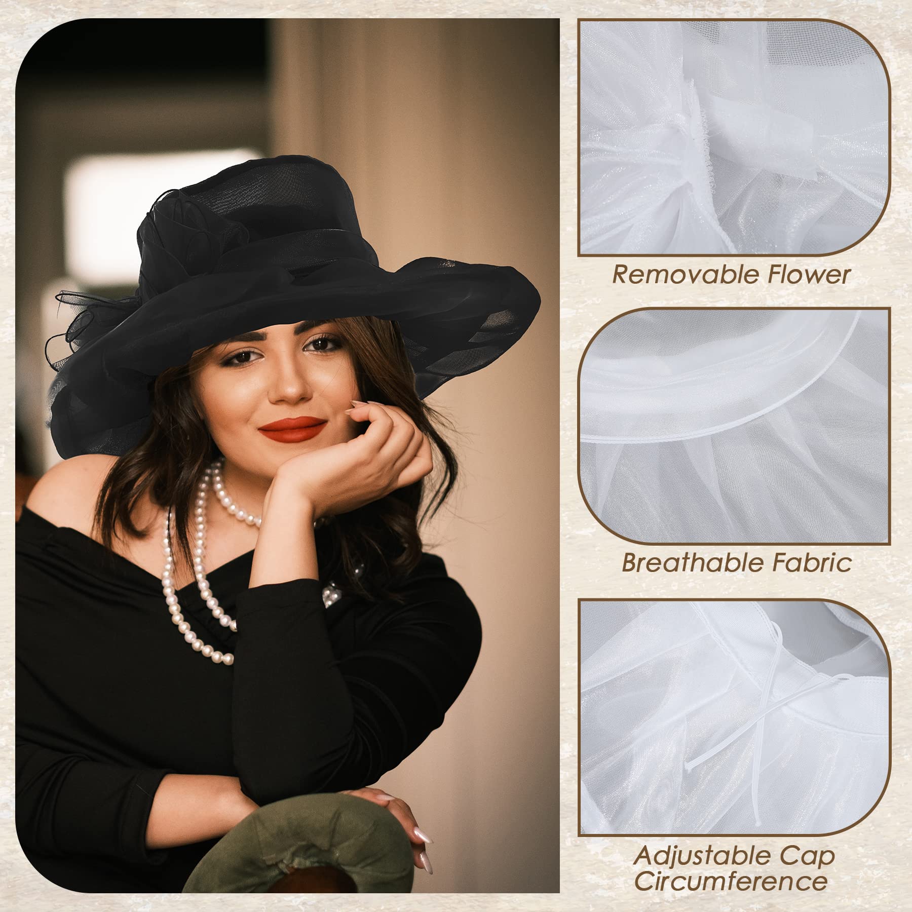 Zando Kentucky Derby Hats for Women | Elegant Organza Victorian Church Hats | Tea Party & Wedding Fascinators | Perfect for Derby Day, Sunday Service & Special Occasions