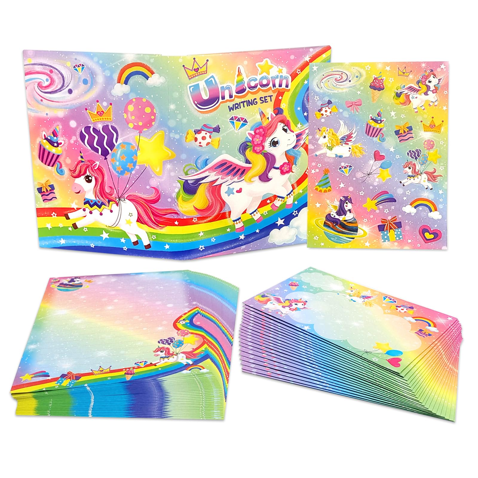 Unicorn Stationery Set for Kids - 30 Lined Letter Writing Papers & 20 Envelopes (8.3