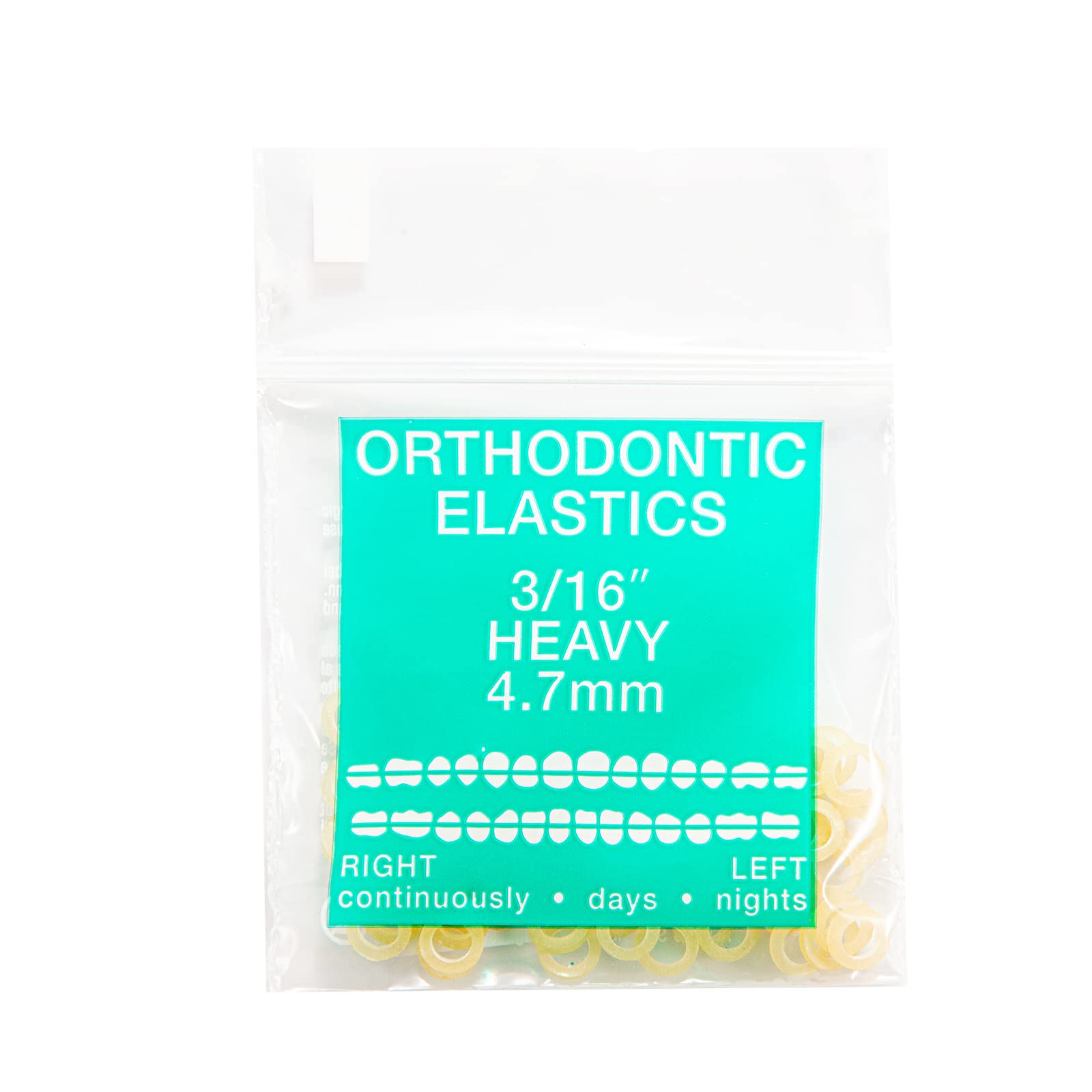 JMU Orthodontic Elastics 3/16 Heavy - 100 Pack Latex Rubber Bands for Braces | Made in USA | Perfect for Teeth Alignment, Jaw Correction & Dental Procedures
